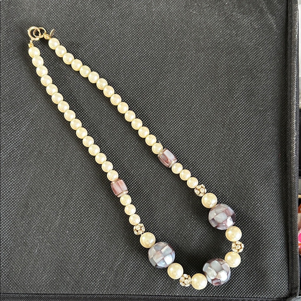 Eve Lynn Elegant Pearl and Purple Bead Necklace
